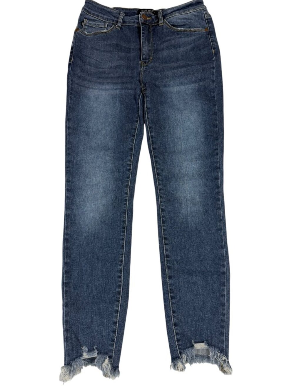 Judy Blue 9/29 Skinny Jeans Distressed Frayed Raw Hem Ankle